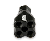 Showerhead Distribution Block Inlet -8 An O-Ring Female Port Outlet: (4) X -6 An O-Ring Female Port No Fittings Black Anodized NOS