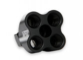Showerhead Distribution Block Inlet -8 An O-Ring Female Port Outlet: (4) X -6 An O-Ring Female Port No Fittings Black Anodized NOS