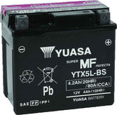 Yuasa YTX5L-BS Maintenance Free AGM 12-Volt Battery w/Bottle