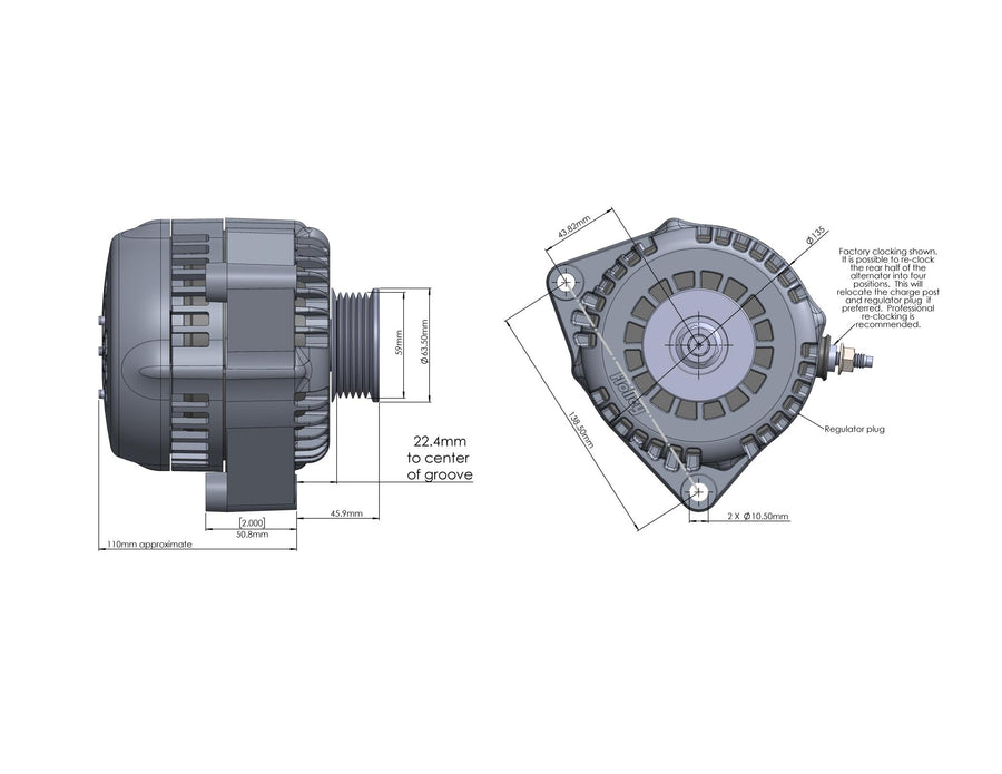 Premium Alternator Alternator, Premium, 150A-Black Holley
