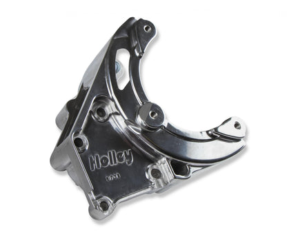 LS High-Mount A/C Accessory Drive Kit Includes R4 A/C Compressor, Tensioner, & Pulleys-Polished Passenger's Side A/C Bracket Includes R4 A/C Compressor, Tensioner, & Pulleys Holley