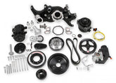 Premium Black Mid-Mount Complete Accessory System LS Engine Drive Includes SD7 A/C Compressor, Alternator, P/S Pump, Tensioner, SFI Certified Damper W/hard Anodized Billet Crank Pulley, Belt, & Pulleys Holley
