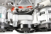 Premium Mid-Mount Complete Accessory System LS Engine Drive Includes SD7 A/C Compressor, Alternator, P/S Pump, Tensioner, SFI Certified Damper W/hard Anodized Billet Crank Pulley, Belt, & Pulleys Holley