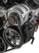 Premium Mid-Mount Race Accessory System-Black Finish LS Engine Drive Includes Alternator, P/S Pump, Tensioner, SFI Certified Damper W/hard Anodized Billet Crank Pulley, Belt, & Pulleys Holley