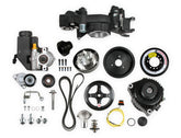 Premium Mid-Mount Race Accessory System-Black Finish LS Engine Drive Includes Alternator, P/S Pump, Tensioner, SFI Certified Damper W/hard Anodized Billet Crank Pulley, Belt, & Pulleys Holley
