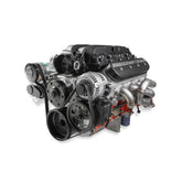Premium Mid-Mount LS7 Complete Accessory System Dry Sump LS7 Engine Drive Includes SD7 A/C Compressor, Alternator, P/S Pump, Tensioner, SFI Certified Damper W/hard Anodized Billet Crank Pulley, Belt, & Pulleys Fits Dry Sump Engines Holley