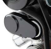 Premium Mid-Mount Complete Accessory System SFI Certified Damper Black Complete GM Gen V LT Accessory Drive System W/ Alt, P/S, A/C, Water Pump, SFI Certified Damper W/hard Anodized Billet Crank Pulley, Belts, and Crankshaft Damper Holley