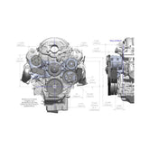 Premium Mid-Mount Complete Accessory System Gen V LT Engines SFI Certified Damper Natural Complete GM Gen V LT Accessory Drive System W/ Alt, P/S, A/C, Water Pump W/hard Anodized Billet Crank Pulley, Belts, and Crankshaft Damper Holley