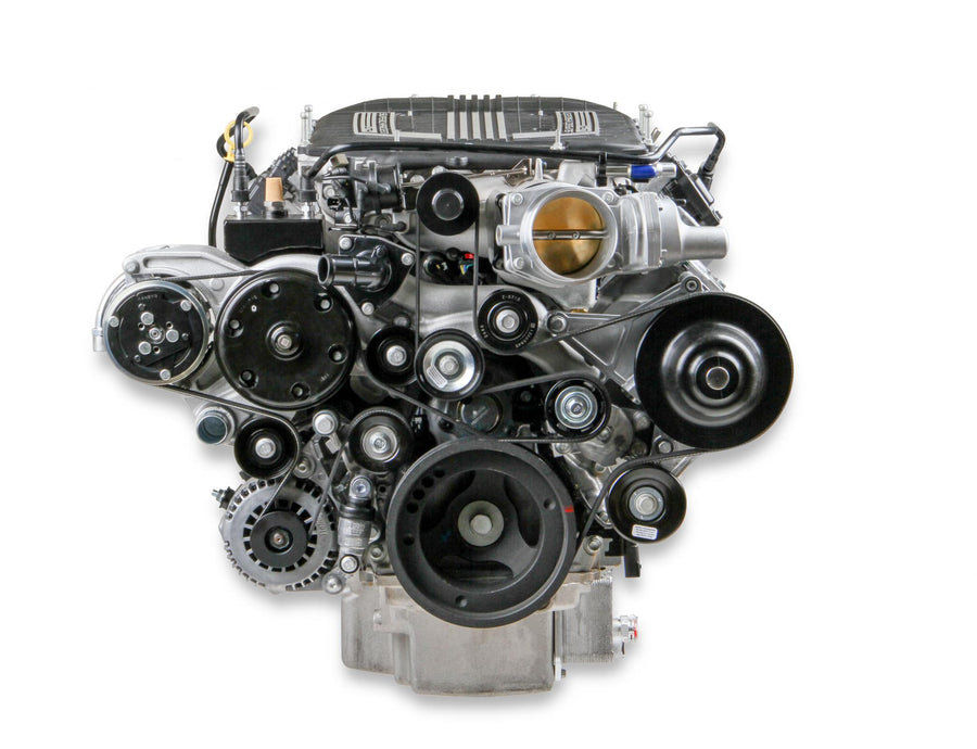 Premium Mid-Mount Complete Accessory System -GM Gen V LT4 Dry Sump Engines Complete GM Gen V LT4 Accessory Drive System W/ Alt, P/S, A/C, Water Pump, Belts, and Hardware Black Finish Holley