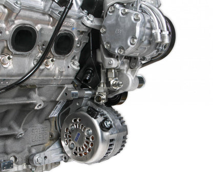 Premium Mid-Mount Complete Accessory System -GM Gen V LT4 Dry Sump Engines Complete GM Gen V LT4 Accessory Drive System W/ Alt, P/S, A/C, Water Pump, Belts, and Hardware Black Finish Holley