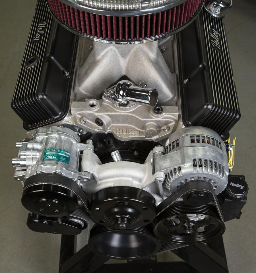Small Block Chevy Mid Mount Complete Accessory System Small Block Chevy Mid Mount Complete Accessory System  Natural Finish Holley