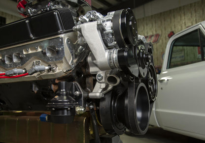 Small Block Chevy Mid Mount Complete Accessory System Small Block Chevy Mid Mount Complete Accessory System  Natural Finish Holley