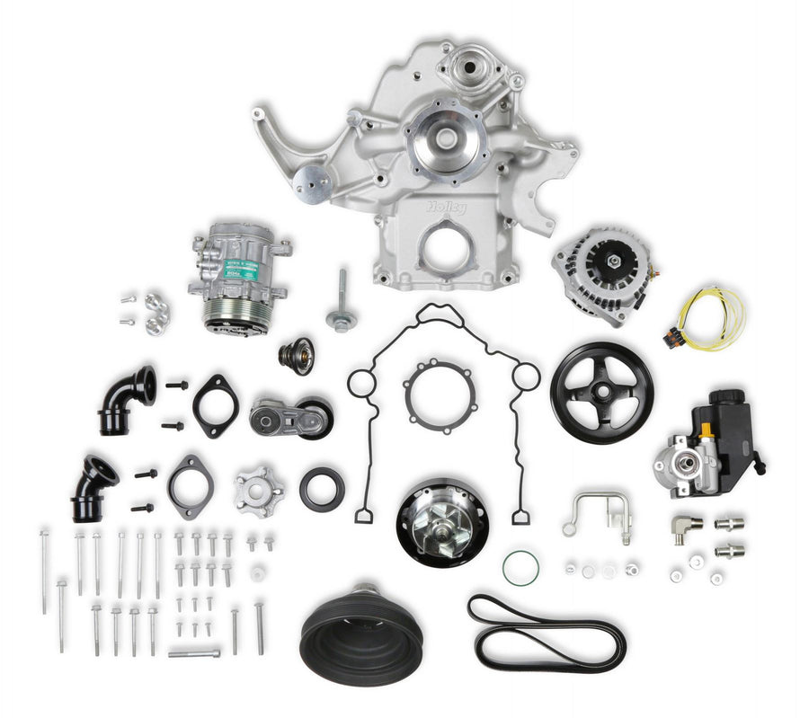 Mid-Mount Complete Accessory System Gen III Hemi Engine Non VVT Fits 2003-2008 5.7L & 2005-2010 6.1L Engines Natural Cast Finish Factory Style Damper Holley