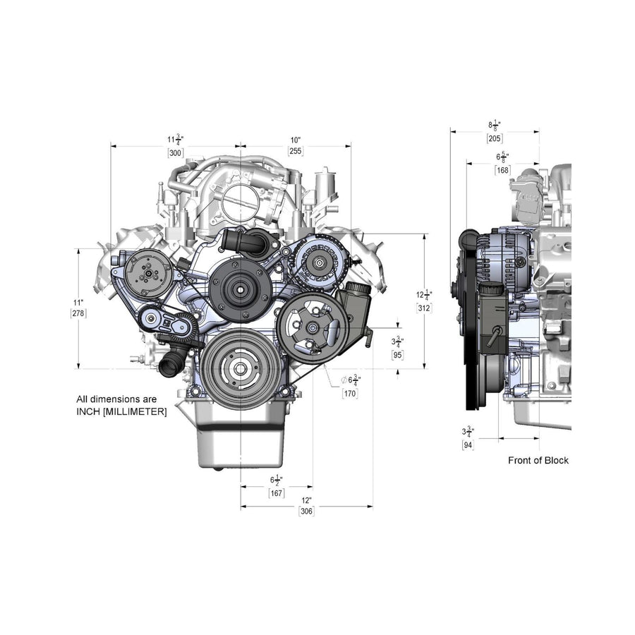 Mid-Mount Complete Accessory System Gen III Hemi Engine Non VVT Fits 2003-2008 5.7L & 2005-2010 6.1L Engines Natural Cast Finish Factory Style Damper Holley
