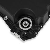 Godzilla High-Mount Accessory Drive F100 Swap Complete Black Fits Ford 7.3L Godzilla Includes Timing Cover/coolant Manifold, SD7 A/C Compressor, Alternator, P/S Pump, Tensioner, Water Pump, Belt & Pulleys, Oil Pump, and Oil Pan Holley