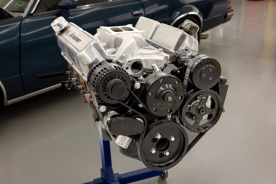 Small Block Ford Mid Mount Complete Accessory System Small Block Ford Mid Mount Complete Accessory Drive Black Finish Holley