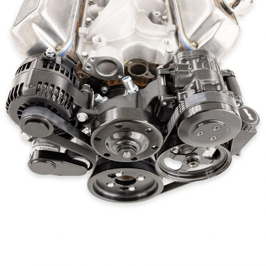 Small Block Ford Mid Mount Complete Accessory System Small Block Ford Mid Mount Complete Accessory Drive Black Finish Holley