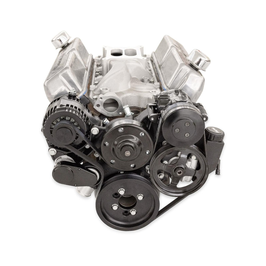 Small Block Ford Mid Mount Complete Accessory System Small Block Ford Mid Mount Complete Accessory Drive Black Finish Holley