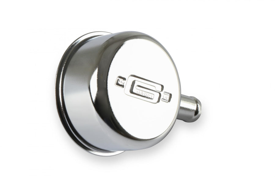 Valve Cover Breather with Logo Push-on style with breather tube chrome Mr Gasket