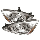 Spyder Honda Accord 03-07 Projector Headlights LED Halo Amber Reflctr LED Chrm PRO-YD-HA03-AM-C