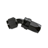 Swivel Hose End -6 AN 45 Degree Swivel Hose End Black Black Satin Anodized Finish Mr Gasket
