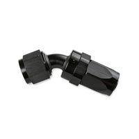 Swivel Hose End -6 AN 45 Degree Swivel Hose End Black Black Satin Anodized Finish Mr Gasket