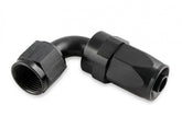 Swivel Hose End -10 AN 90 Degree Swivel Hose End Black Black Satin Anodized Finish Mr Gasket