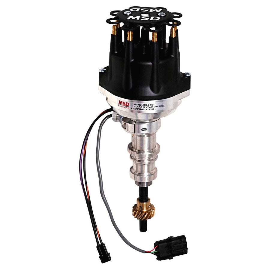 Pro-Billet Cam Sync Distributor, Ford 289/302, Bronze Gear Dual Signal Distributor With Hall-Effect Cam Sync And Magnetic Crank Pickup And Includes A Bronze Gear. Must Be Used With An MSD 6, 7 Or 8-Series Ignition MSD Ignition