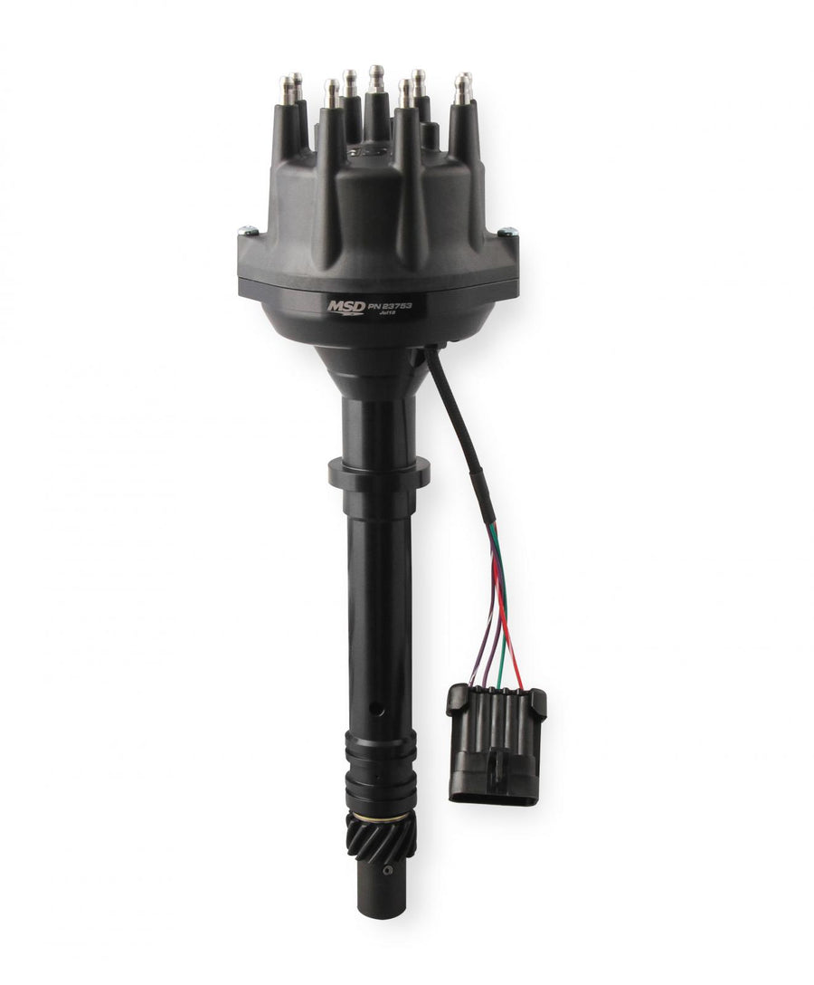 Black Chevy Small / Big Block Dual Sync Distributor Pro-Billet Dual Sync EFI Distributors Designed To Work With Holley Efi, And Other Sequential EFI Systems That Support Hall Effect Crank And Cams Sensor Inputs MSD Ignition