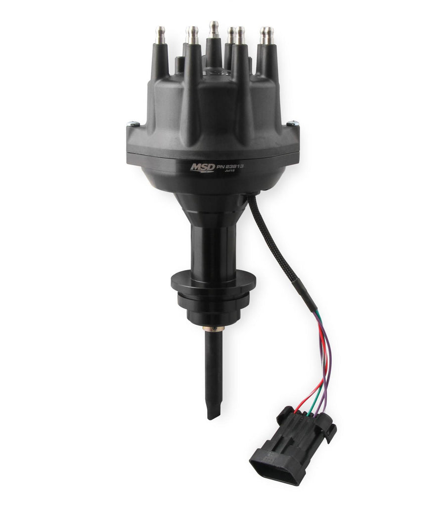 MSD Black Chrysler 318-360 Dual Sync Distributor Pro-Billet Dual Sync EFI Distributors Designed To Work With Holley Efi, And Other Sequential EFI Systems That Support Hall Effect Crank And Cams Sensor Inputs MSD Ignition