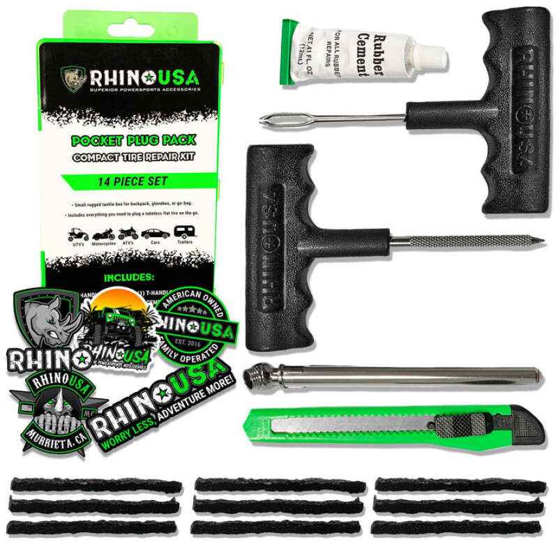Rhino USA 14-Piece Compact Tire Repair Plug Kit
