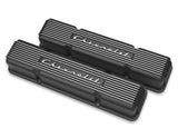 Holley GM Licensed Vintage Series SBC Valve Covers Satin Black Machined Finish 241-108