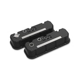 Tall M/T Valve Covers for Big Block Chevy Engines Satin Black Finish with Machined Fins/logo Cast Aluminum Tall M/T Valve Cover for BBC Engines, Satin Black Machined Finish Holley