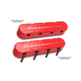 2-Piece Chevrolet Script Valve Cover Gen III/iv LS Gloss Red Machined Chevrolet Gen III/iv LS Cast Aluminum Coil-Mounting Base & Integrated Coil Cover Holley