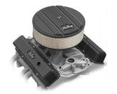 Valve Covers Vintage Series Finned SBC Satin Black Machined Chevrolet Small Block with Emissions Provisions Perimeter Bolt Cast Aluminum Holley