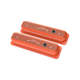 Vintage Finned Valve Cover Script SBC Center Bolt Factory Orange Machined Small Block Chevrolet ZZ6/Vortec Center Bolt Valve Cover Emissions Provision Holley
