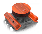 Vintage Finned Valve Cover Script SBC Center Bolt Factory Orange Machined Small Block Chevrolet ZZ6/Vortec Center Bolt Valve Cover Emissions Provision Holley