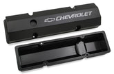 GM Licensed Valve Cover Track Series SBC Fabricated Aluminum Perimeter Bolt Black 1958-1986 Chevrolet Small Block 283-400 Cubic Inch Flat Top Holley