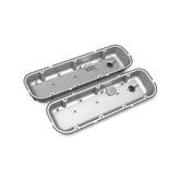 Vintage Series Finned Valve Covers BBC Satin Black Machined Chevrolet Big Block Cast Aluminum Valve Covers Stock or Stock Replacement Valvetrain Holley
