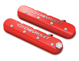 Tall LS Valve Cover with Bowtie/Chevrolet Logo - Gloss Red Machined Finish 241-404