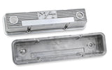 Holley M/T Valve Covers - Vintage Style - Finned - SBC - Polished 241-82
