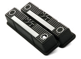 M/T Valve Covers Vintage Style Finned SBC Satin Black Chevrolet Small Block Perimeter Bolt Cast Aluminum Holley