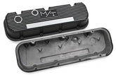 M/T Valve Covers Vintage Style Finned BBC Satin Black Chevrolet Big Block Cast Aluminum Holley