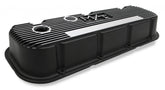 M/T Valve Covers Vintage Style Finned BBC Satin Black Chevrolet Big Block Cast Aluminum Holley