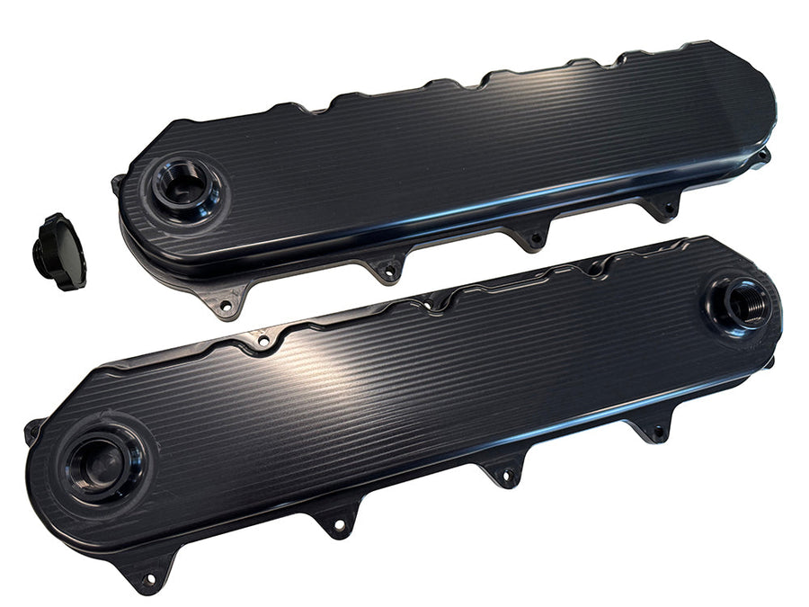 Speed Engineering LT Billet Smooth Valve Covers Anodized Black LT1 LT2 LT4 26-1069