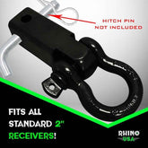 Rhino USA Shackle Hitch Receiver W/ D-Ring (Black)