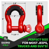 Rhino USA 3/4In D-Ring Shackle Set (2-Pack)(Red)