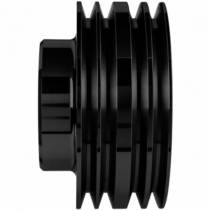 CVF Racing Stealth Black billet 4-groove V-belt crank pulley high flow for Chrysler small block 318/340/360, B-SCRL4CR-HF