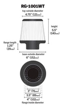 Load image into Gallery viewer, K&amp;N Universal Filter Chrome Round Tapered White - 4in Flange ID x 1.125in Flange Length x 5.5in H