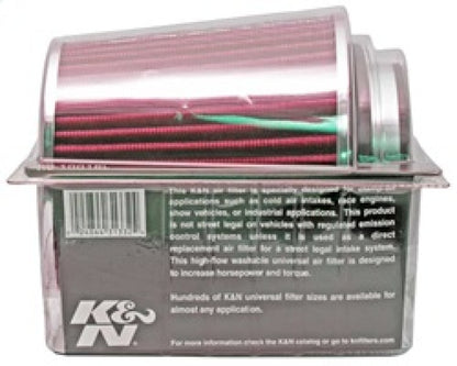 K&N Universal Air Filter | Round Tapered, 4in Flange, 5.5in Tall | RG-1001RD